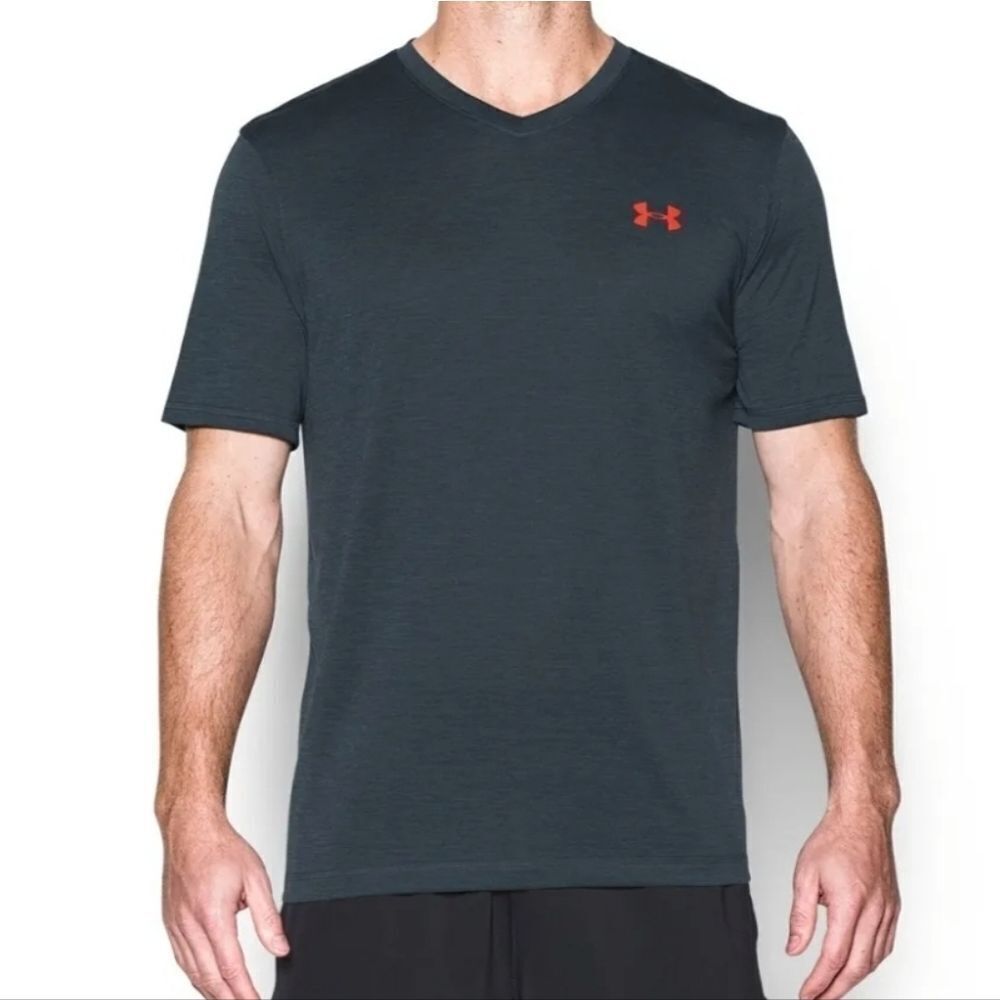 Under Armour Men's Gray Loose Fit Heatgear Tech V-neck Short Sleeve Tee